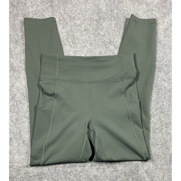 Lululemon Leggings Womens 4 Green Pockets Athleisure Workout Yoga - Picture 1 of 14